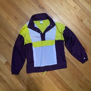 Retro Champion Windbreaker with Kangaroo Pouch and Hood